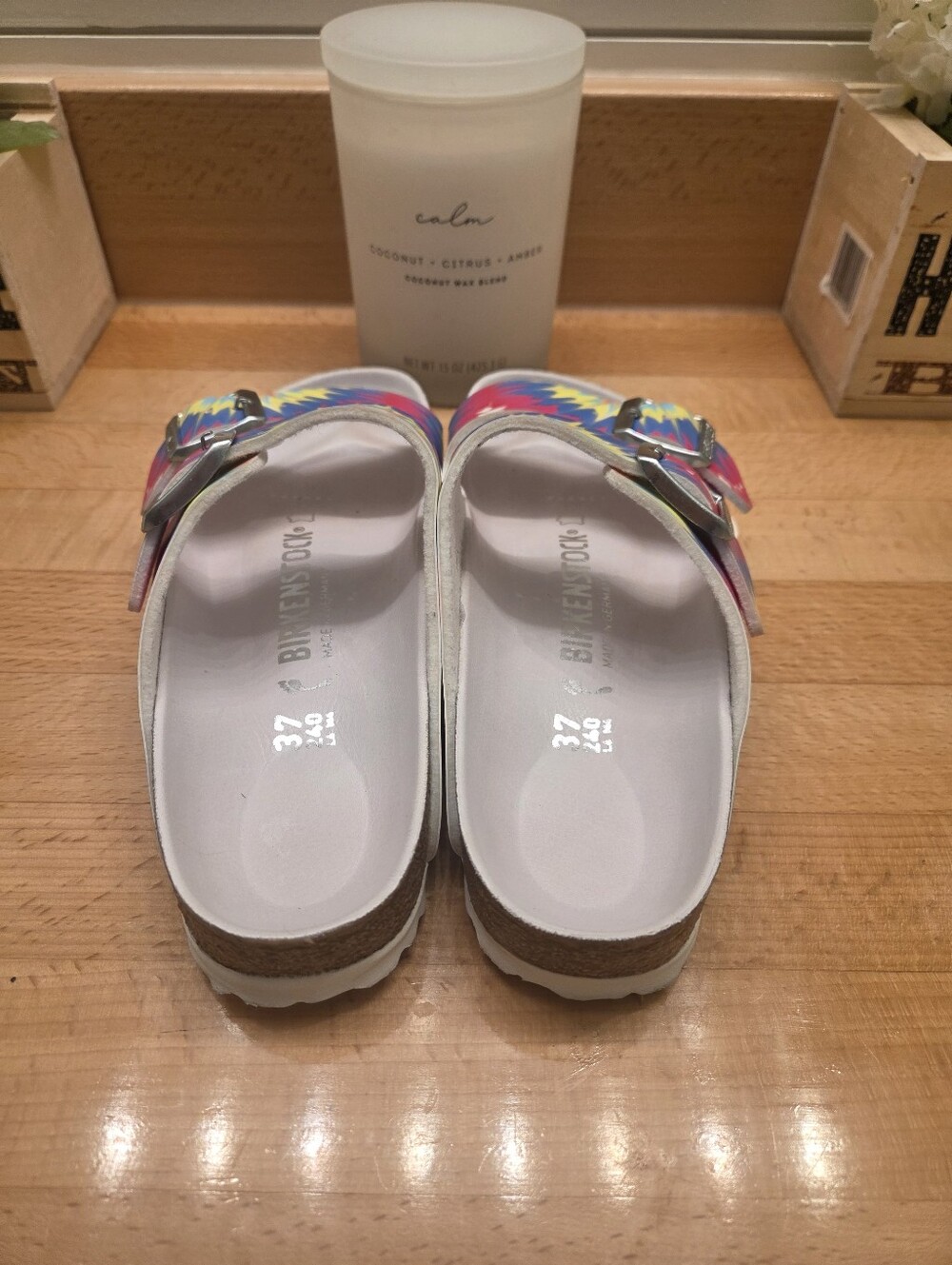 Birkenstock Arizona Slide Sandals "Tie Dye Multi" Birko-Flor Women's Size EU 37 - Picture 3 of 8